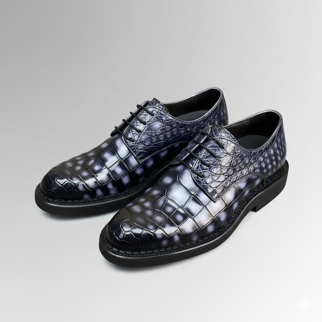 Hand-Painted Crocodile Derby Shoes-alt6