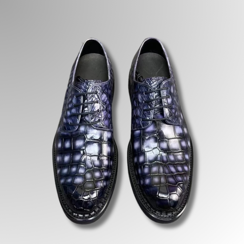 Hand-Painted Crocodile Derby Shoes