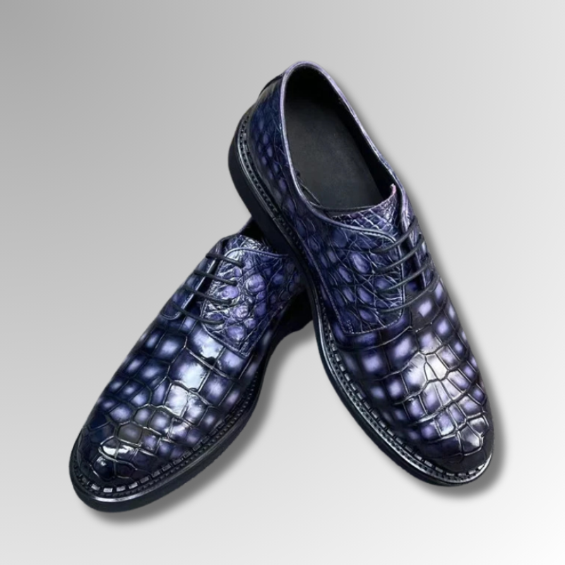 Hand-Painted Crocodile Derby Shoes-alt4