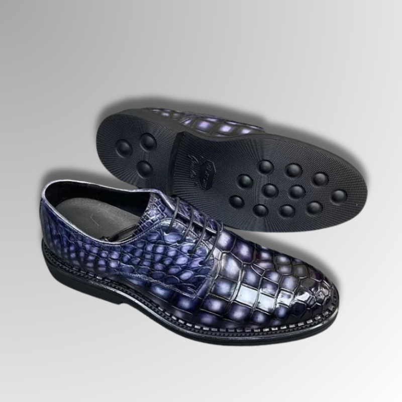 Hand-Painted Crocodile Derby Shoes-alt3