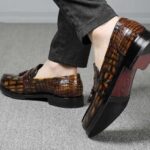 Cognac Crocodile Tassel Loafers-alt10