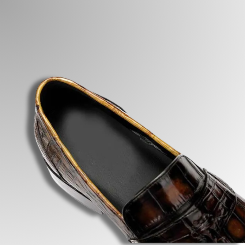 Cognac Crocodile Tassel Loafers-alt7