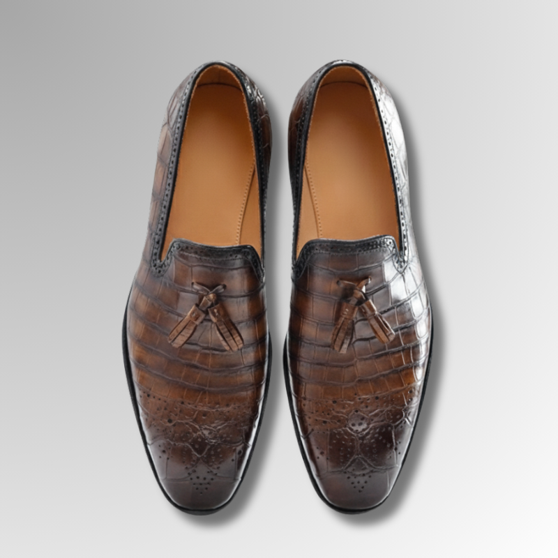 Hand-Painted Crocodile Tassel Loafers-alt6