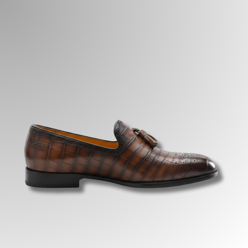 Hand-Painted Crocodile Tassel Loafers-alt5