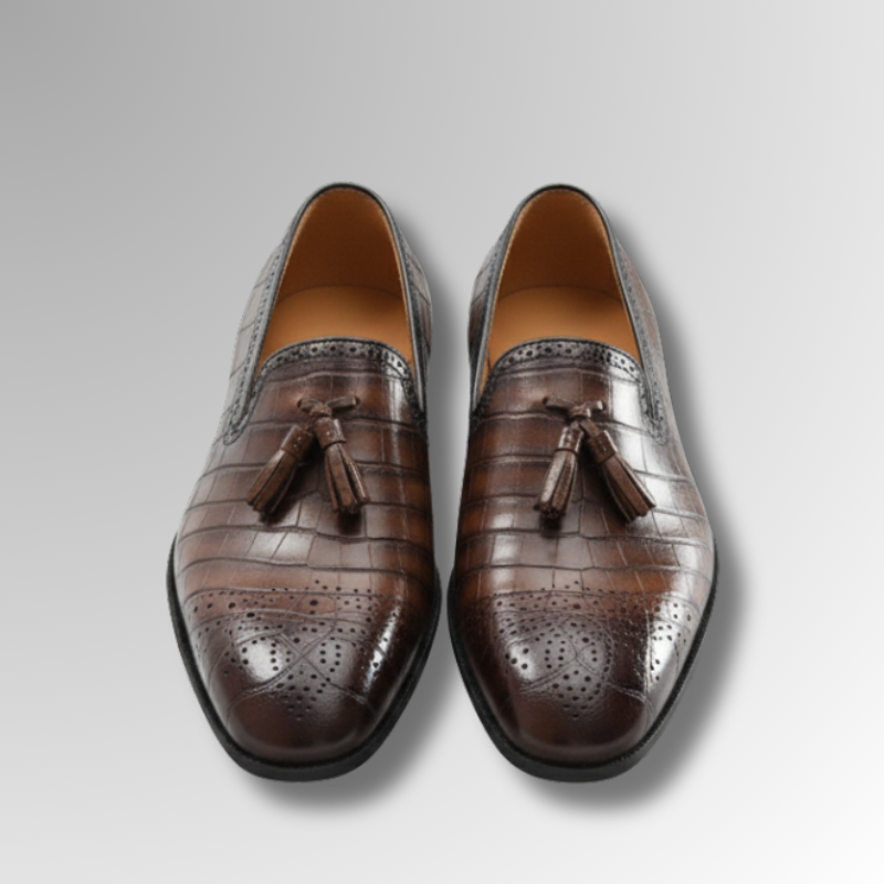 Hand-Painted Crocodile Tassel Loafers-alt8
