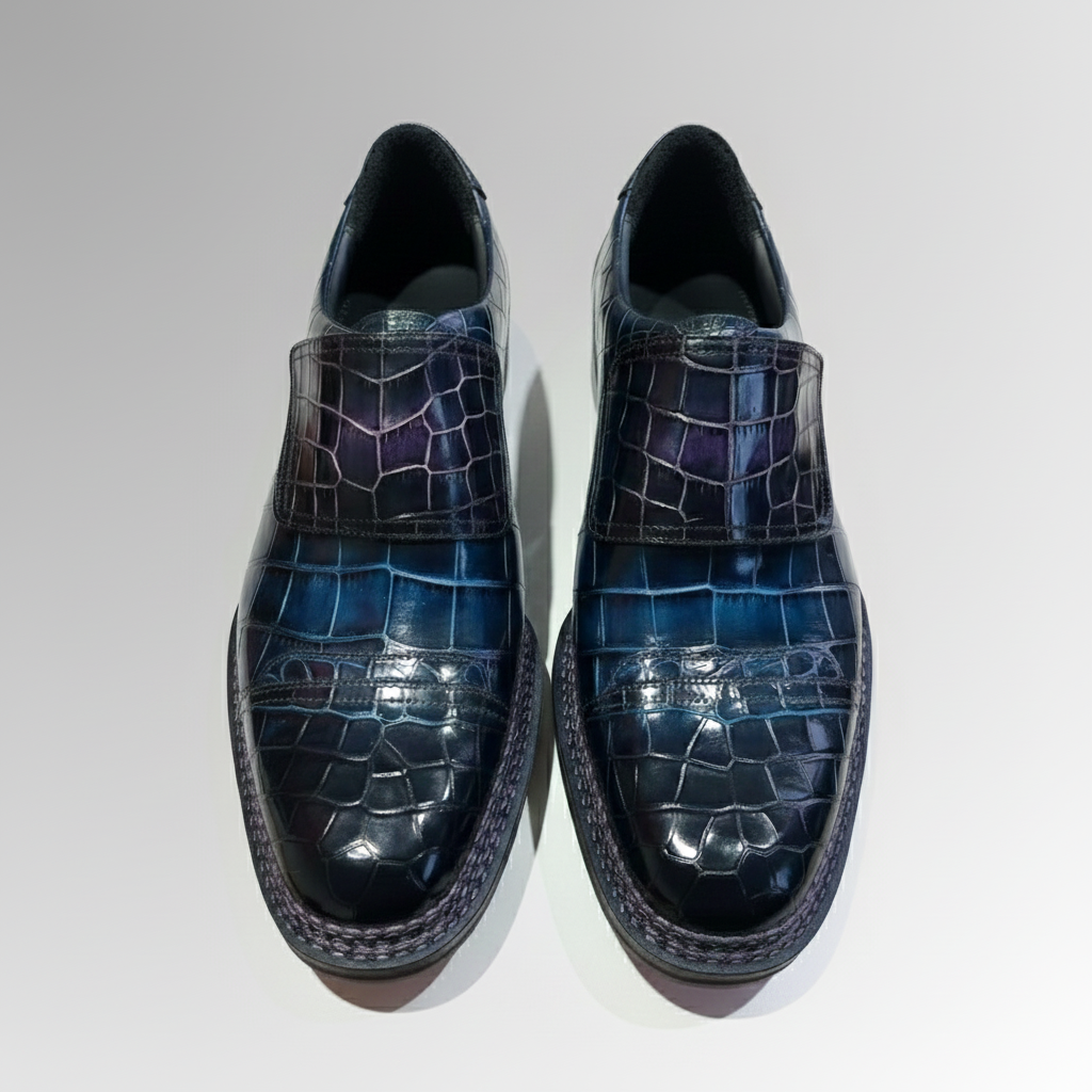Crocodile Midnight Velcro Loafers-alt2