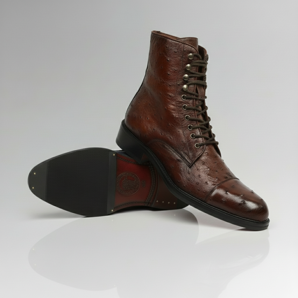 Handcrafted ostrich leather boots-alt4
