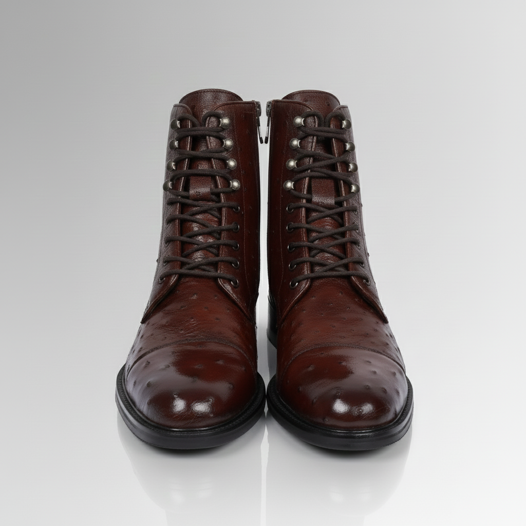 Handcrafted ostrich leather boots