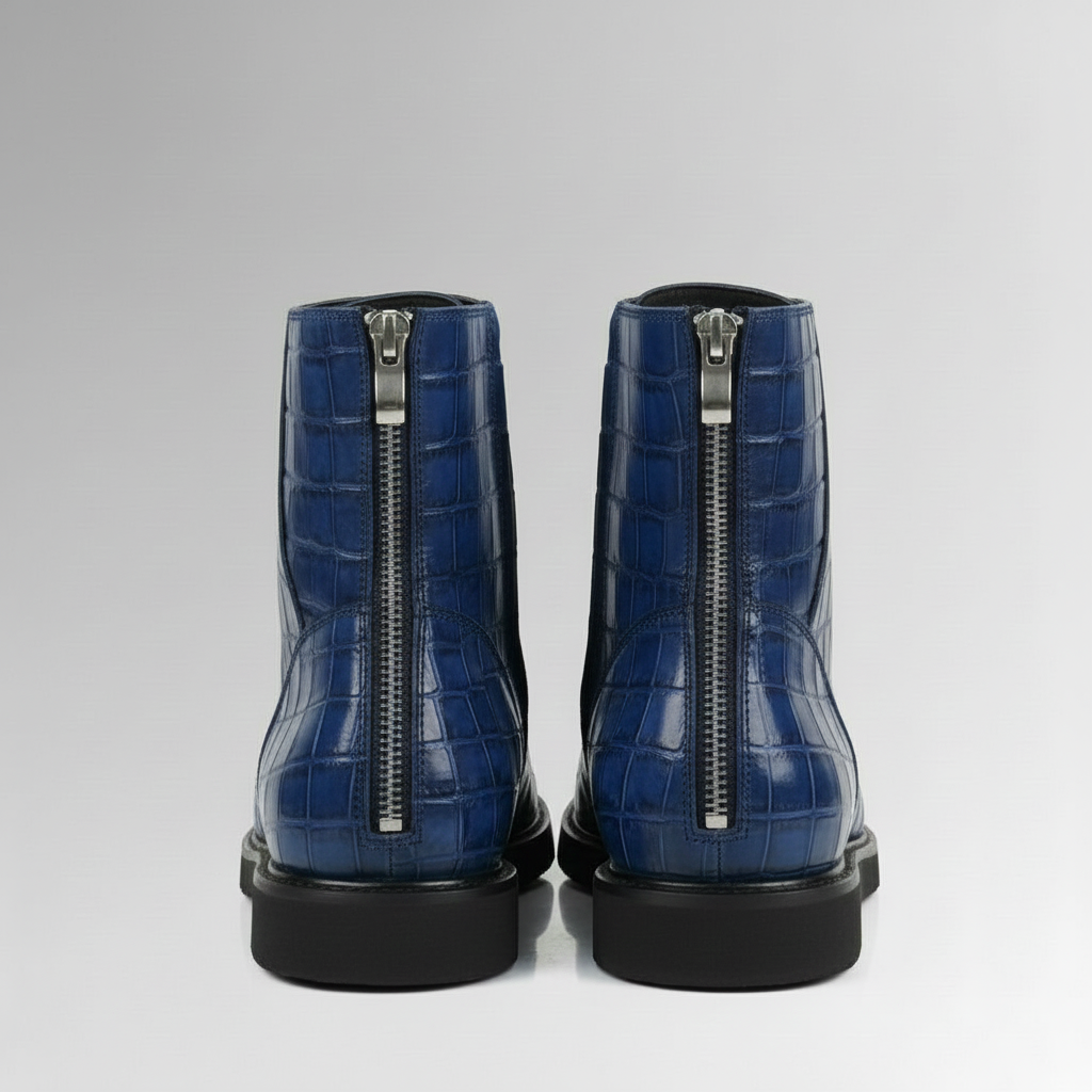Crocodile Sapphire Zip Boots-alt2