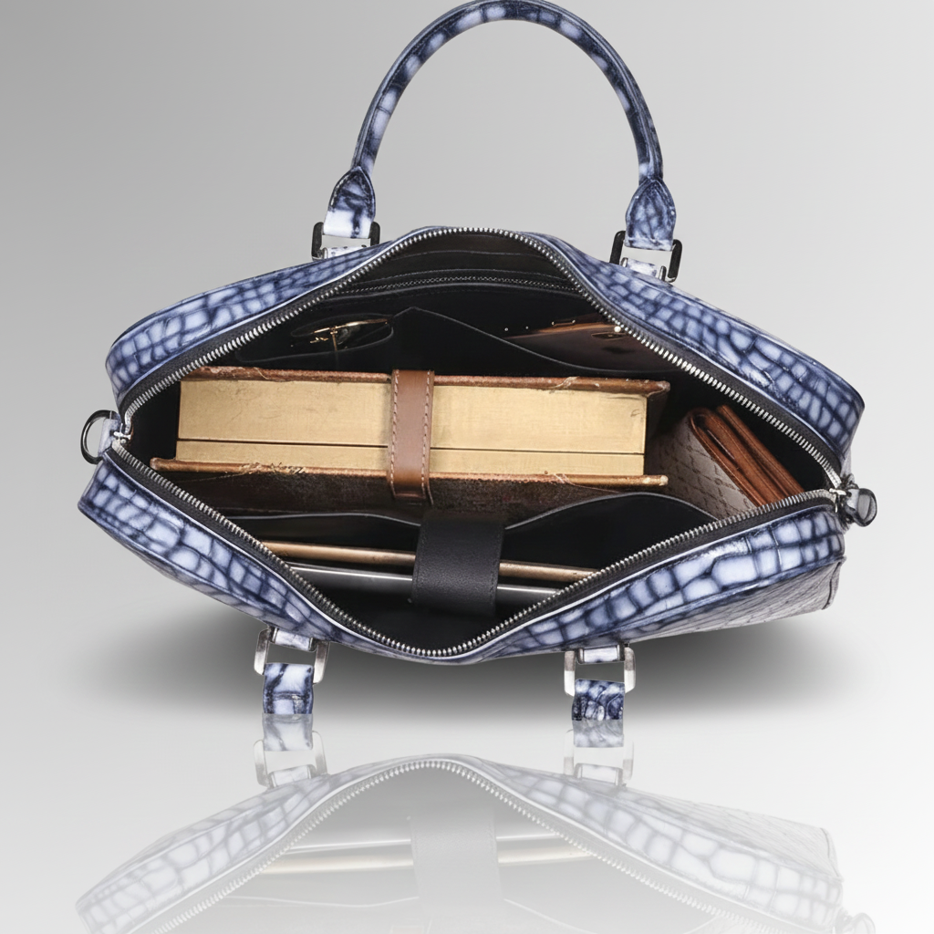 Crocodile Arctic Blue Briefcase-alt5