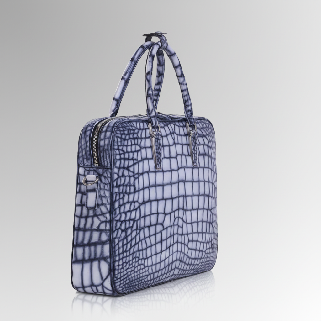 Crocodile Arctic Blue Briefcase-alt3
