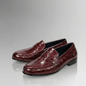 Crocodile Patina Penny Loafers