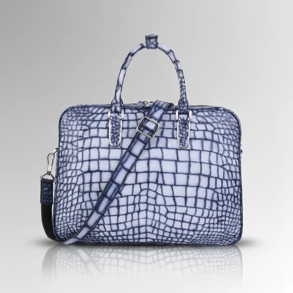 Alligator Arctic Blue Briefcase