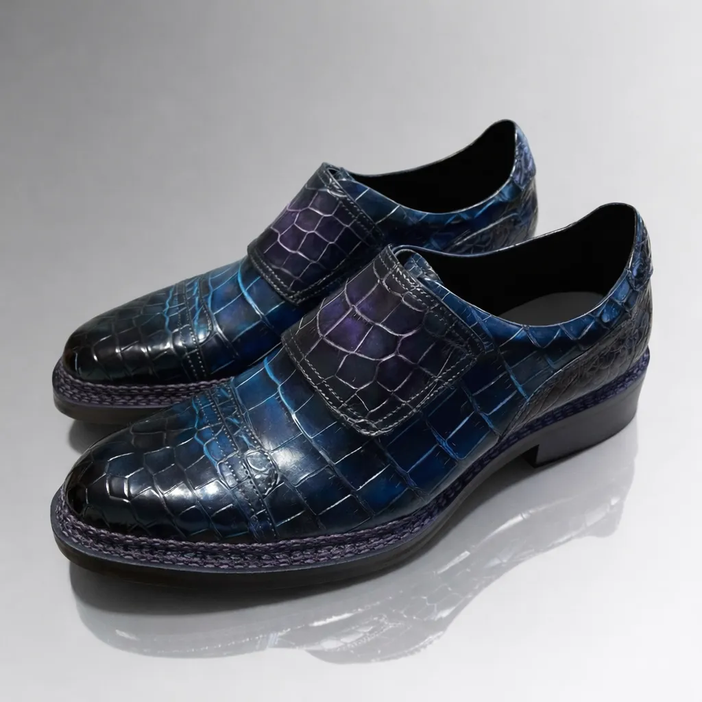 Alligator Midnight Velcro Loafers