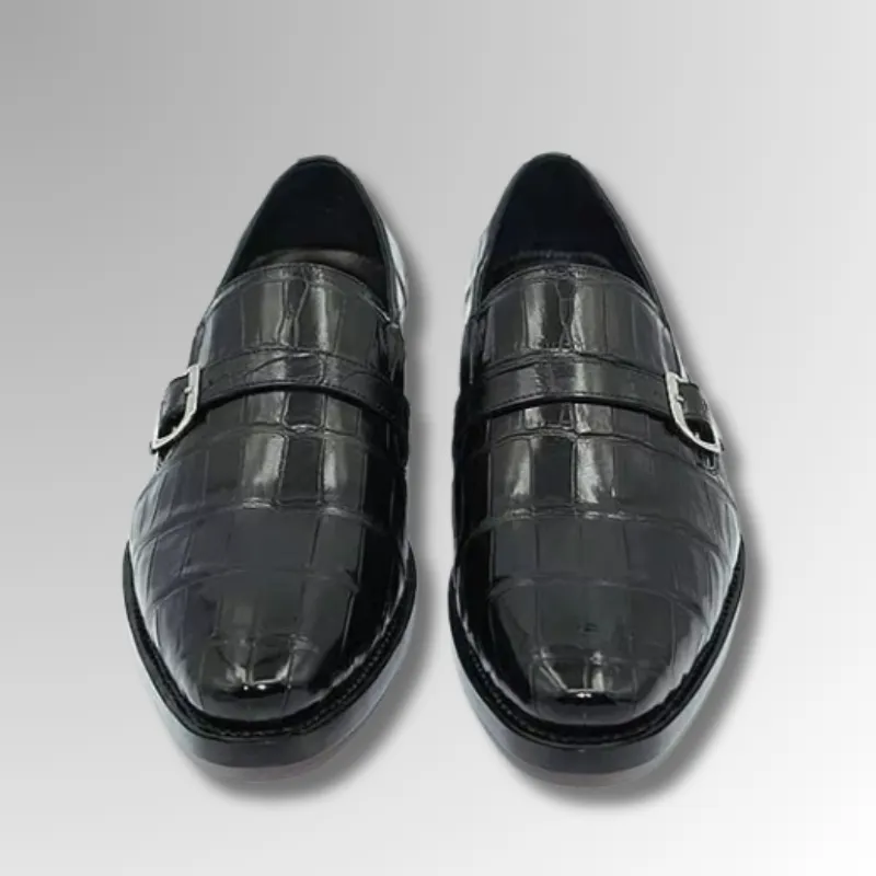 Black Crocodile Skin Formal Loafers