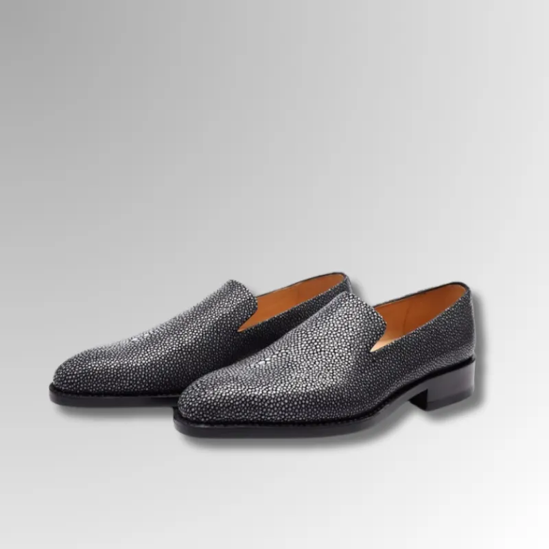 Black Stingray Skin Loafers