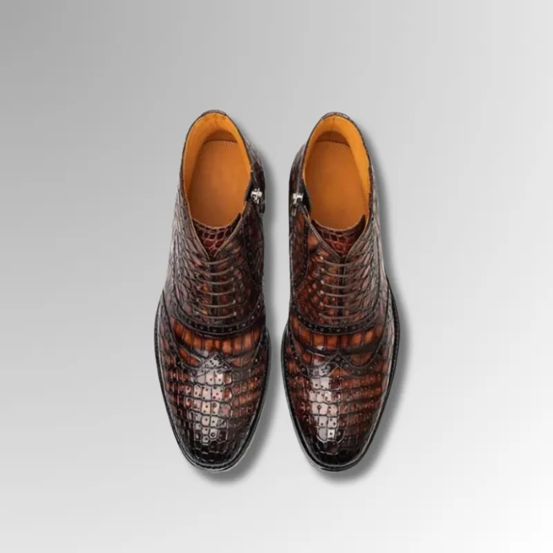 Brown Crocodile Brogue Boots