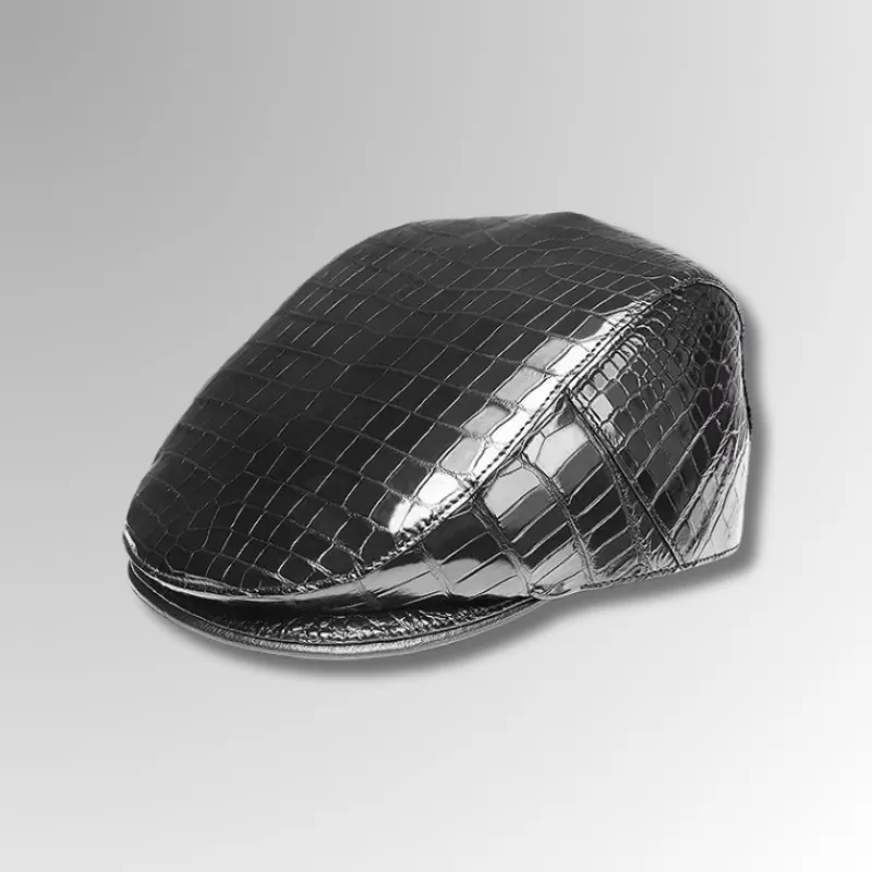 Crocodile Belly Skin Beret Hat