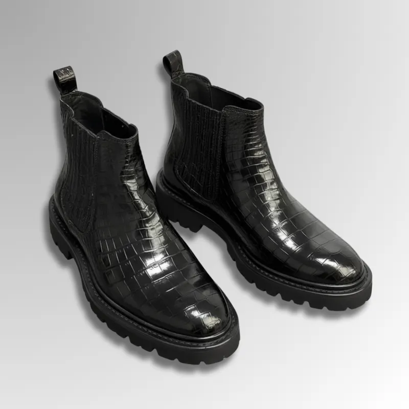 Crocodile Black Chelsea Boots