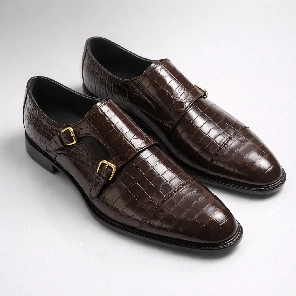 Crocodile Double Monk Shoes