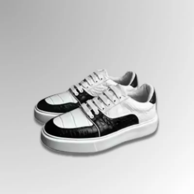 Crocodile Leather Bicolor Sneakers