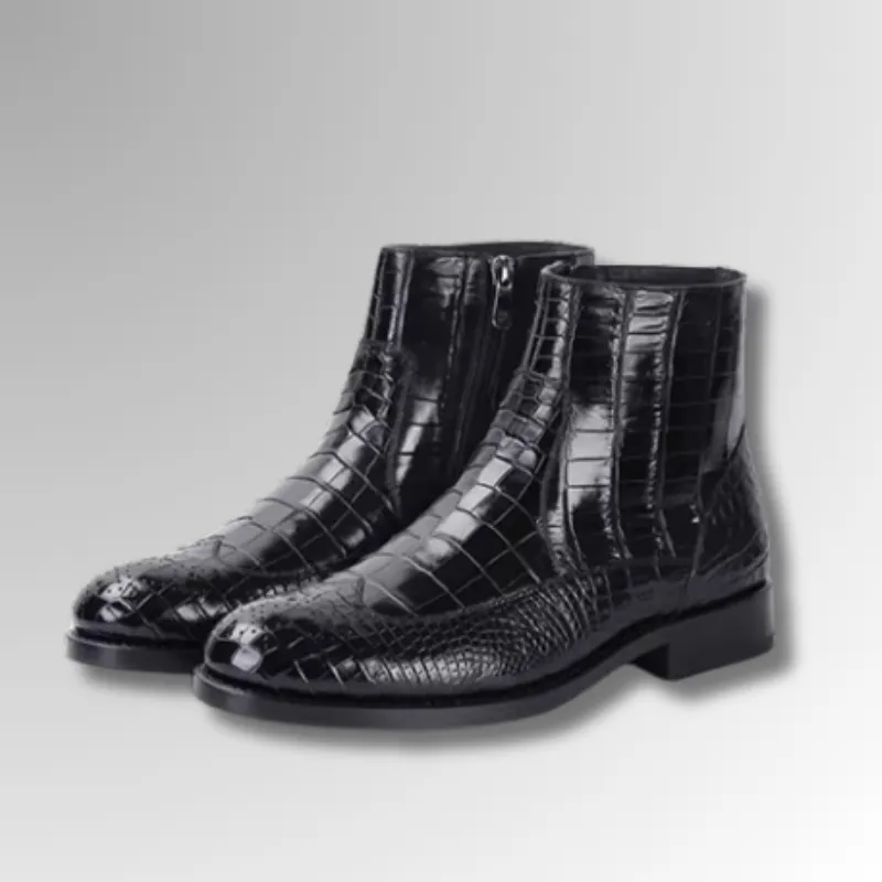 Crocodile Leather Brogue Boots