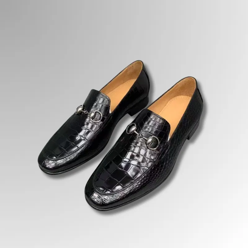 Crocodile Leather Horsebit Loafers