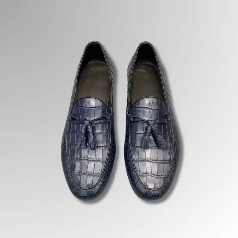 Crocodile Leather Tassel Loafers
