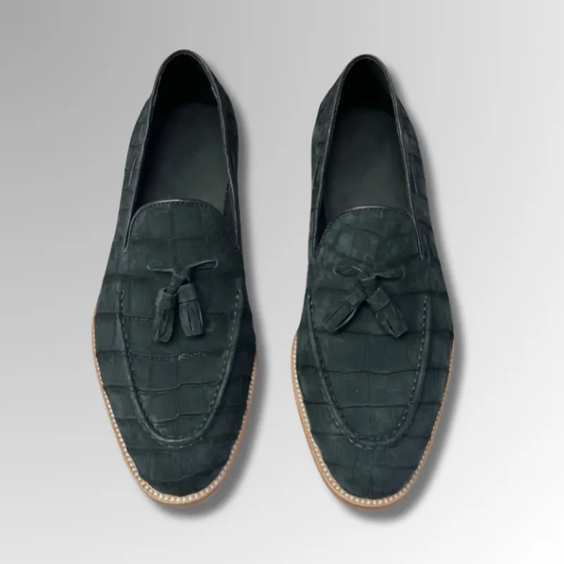 Crocodile Nubuck Tassel Loafers