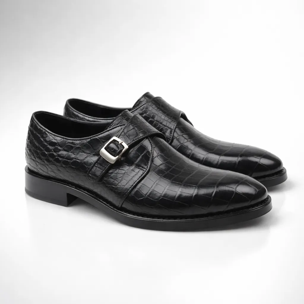 Crocodile Single Monk Strap Shoes