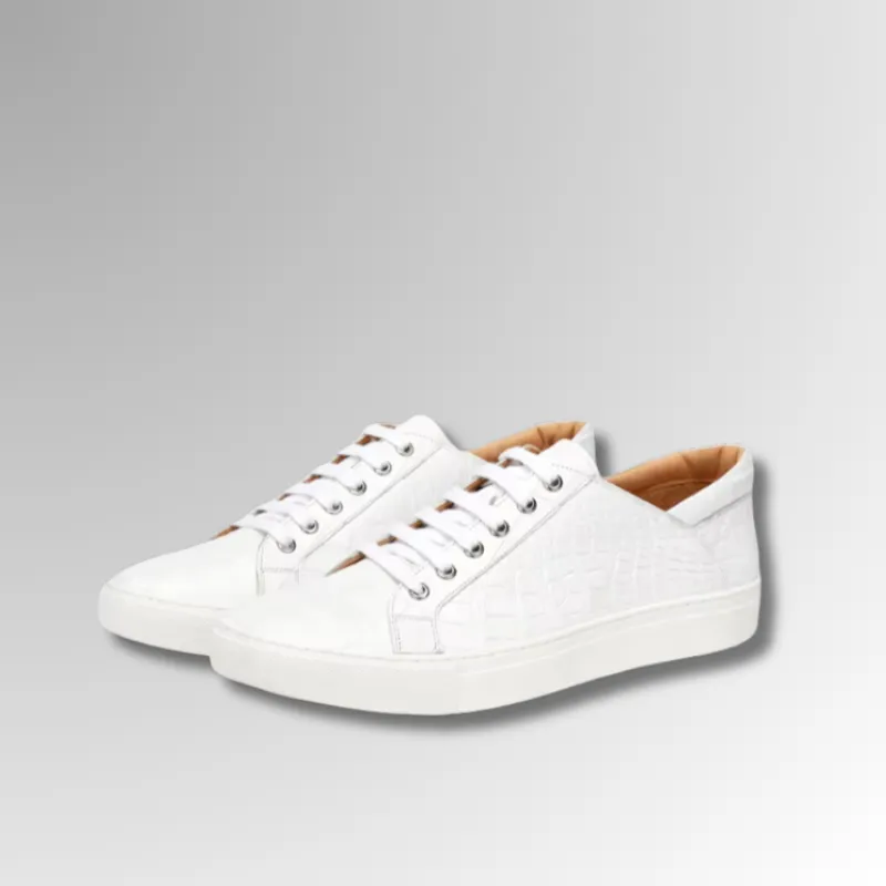 Crocodile Skin Flat Sneakers