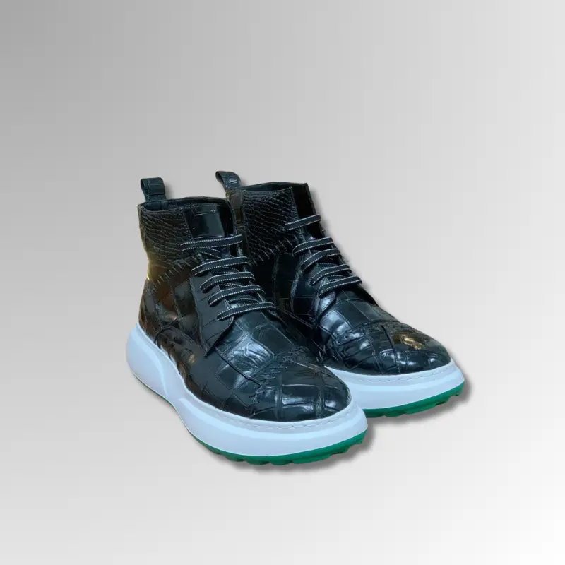 Crocodile Skin High-top Board Sneakers