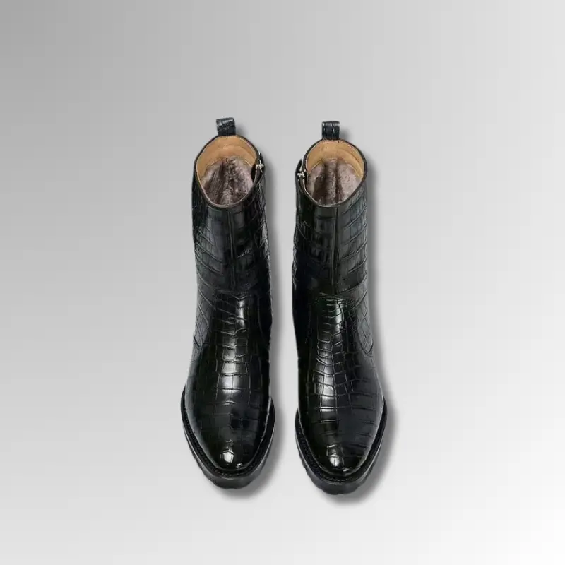 Crocodile Skin Mid-Calf Boots