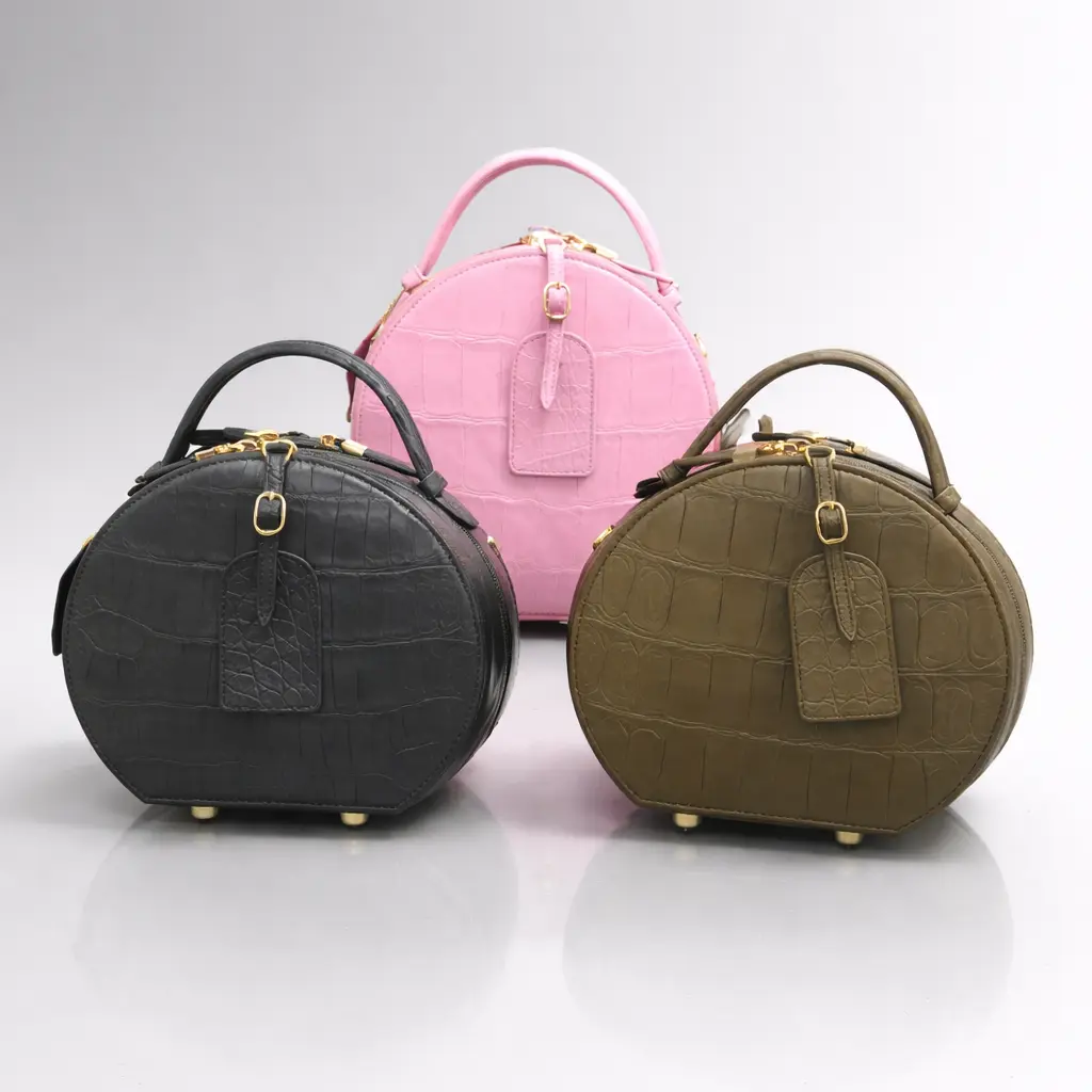 Crocodile Skin Round Handbag