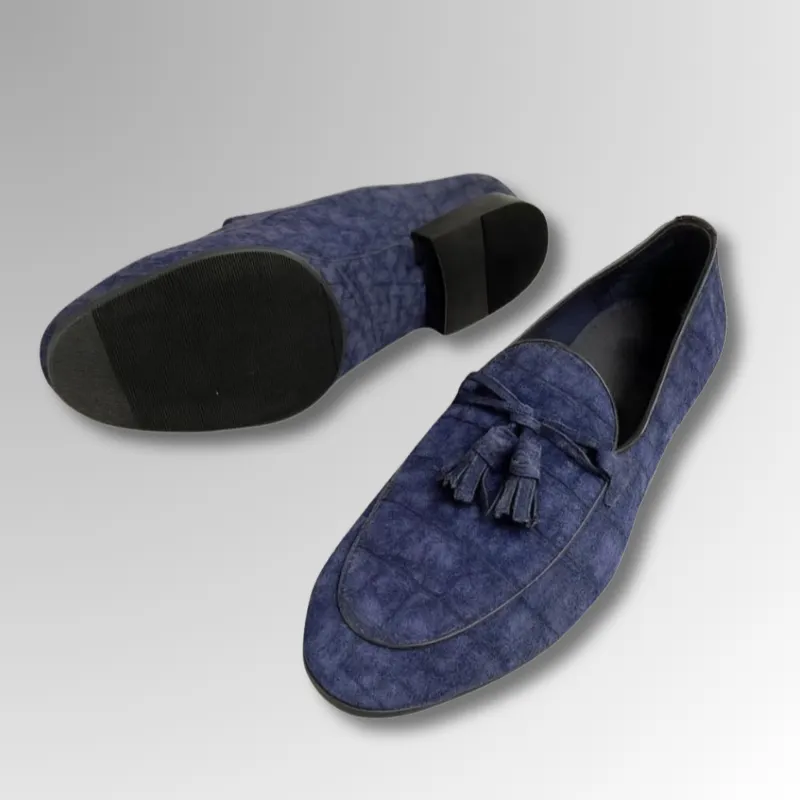 Crocodile Suede Tassel Loafers