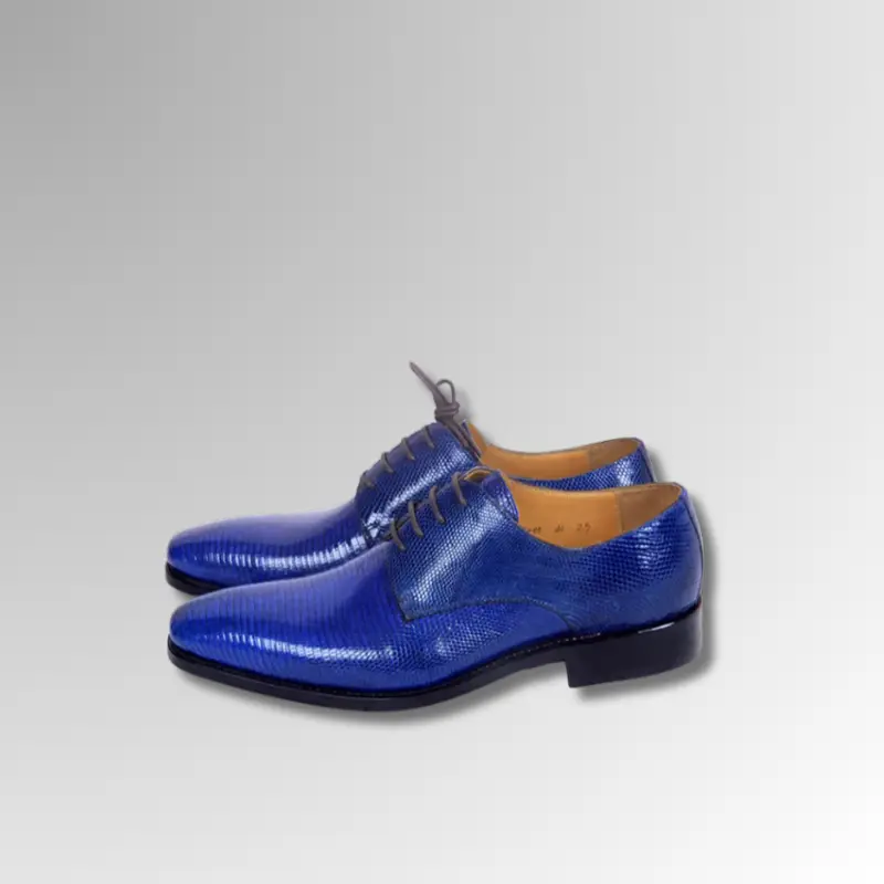 Electric Blue Lizard Skin Lace-up Classic Shoes