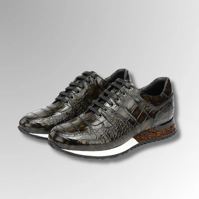 Hand-Painted Crocodile Brogue Sneakers