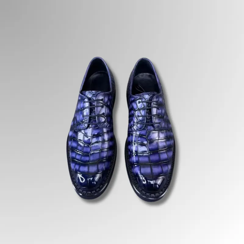 Hand-Painted Crocodile Skin Oxford Shoes