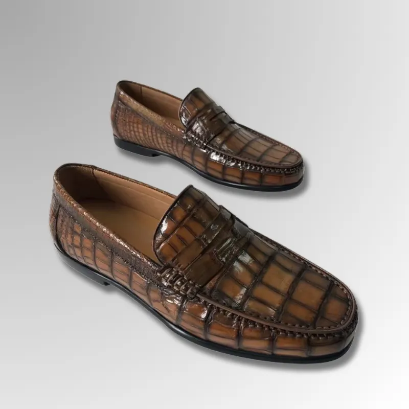 Hand-painted Crocodile Loafers