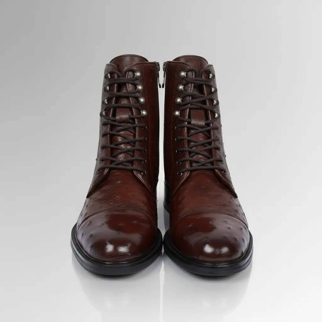 Handcrafted ostrich leather boots