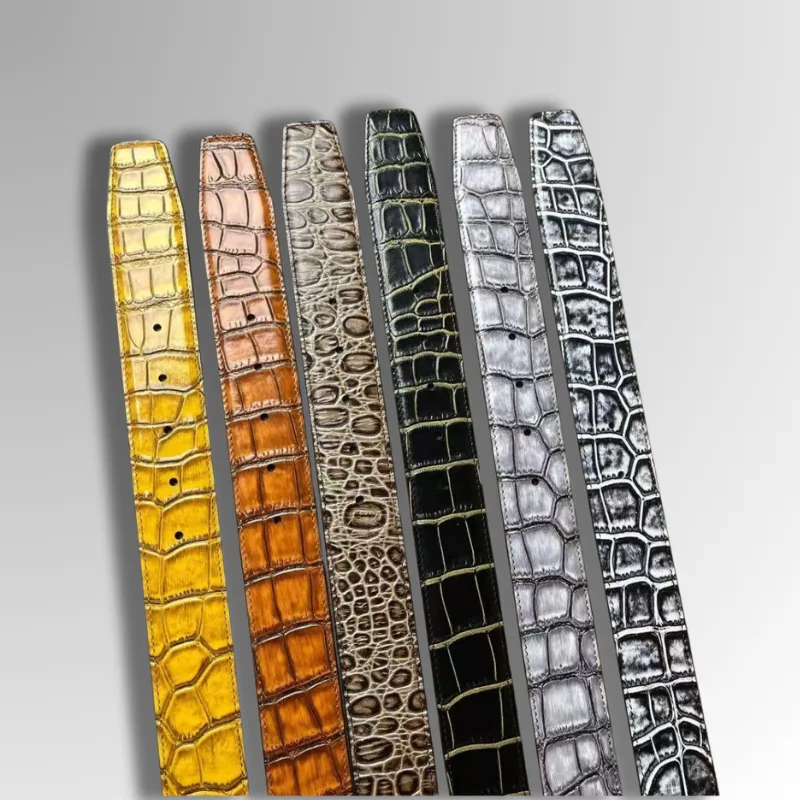 Handpainted Crocodile Leather Belt