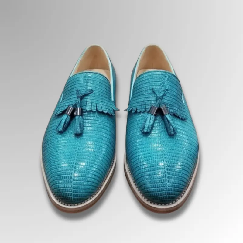 Lizard Skin Tassel Loafers