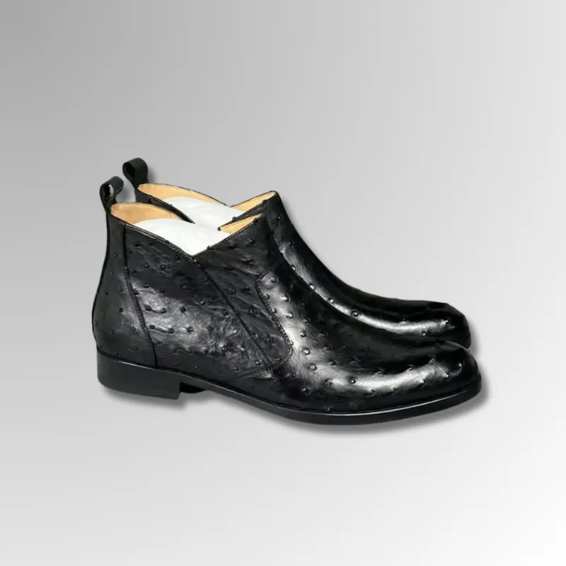 Ostrich Leather Chelsea Boots