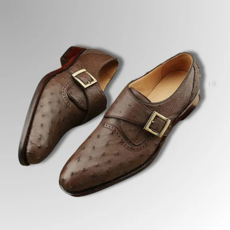 Ostrich Leather Monk Shoes