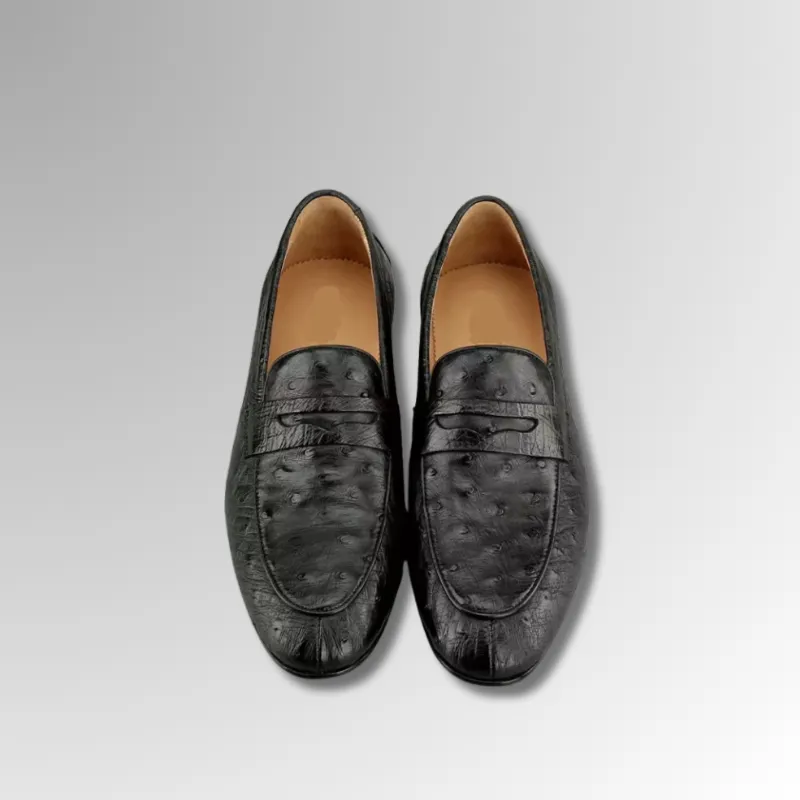Ostrich Leather Penny Loafers
