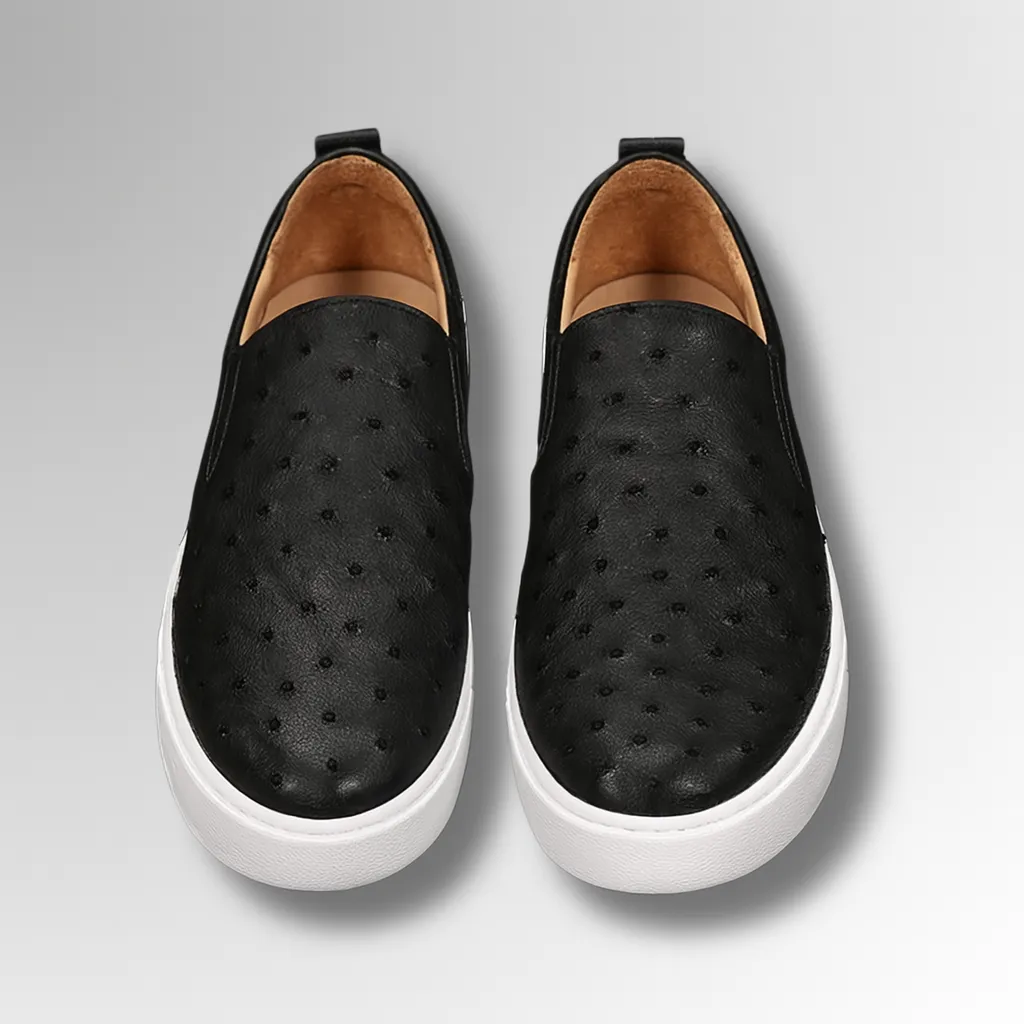 Ostrich Leather Slip-On Sneakers