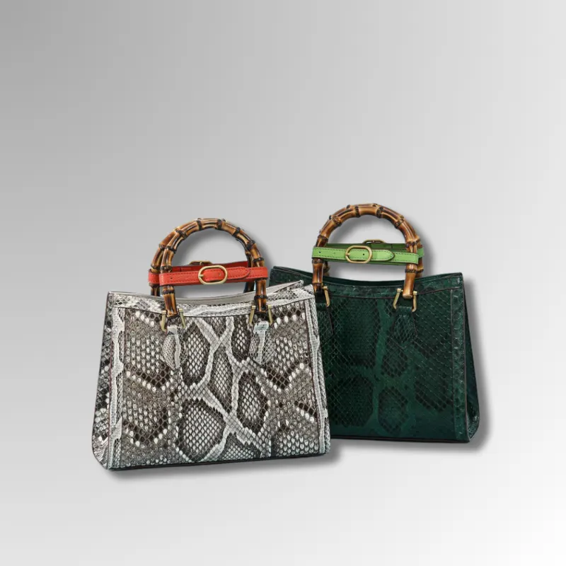 Python Snake Skin Top-Handle Handbag