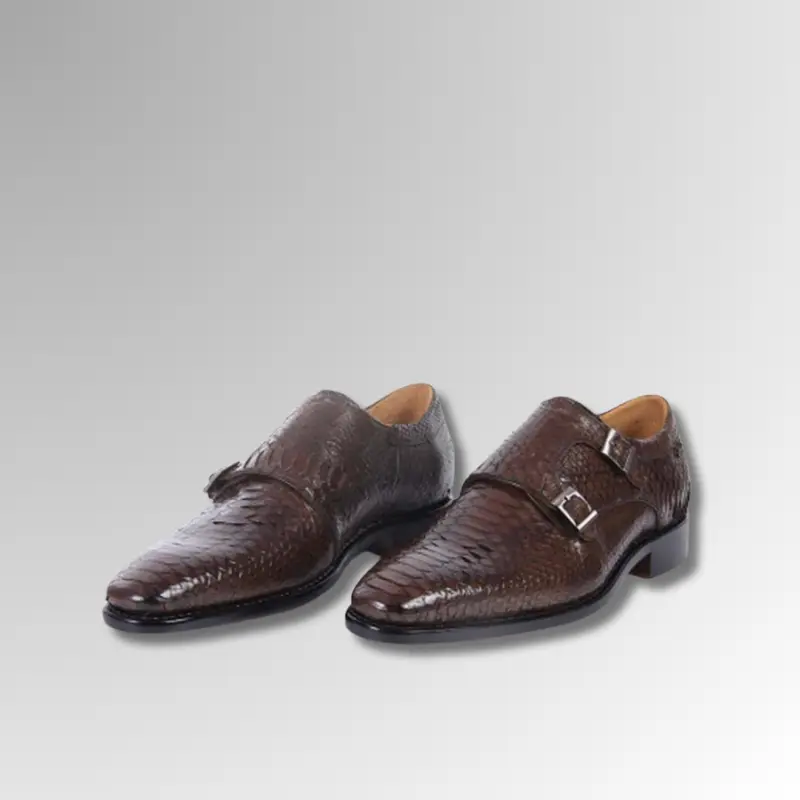 Snake Skin Shoes With Double Buckle Strap