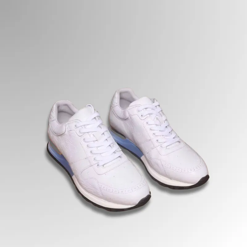 White Ostrich Skin Sneakers