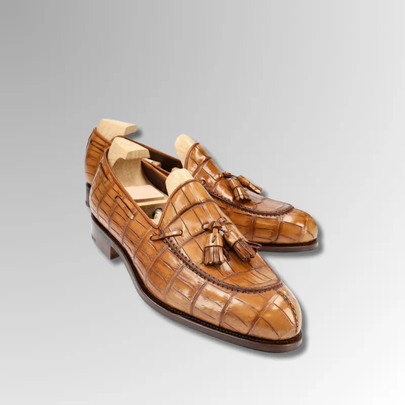 Crocodile Belly Skin Tassel Loafers